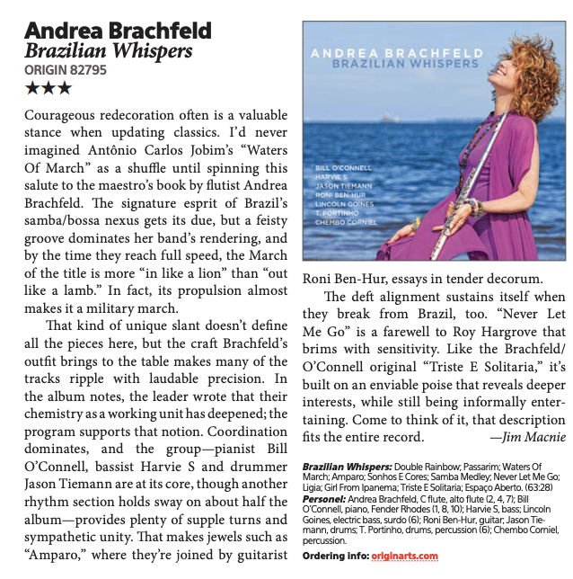 Andrea Brachfeld Brazilian Whispers in Downbeat